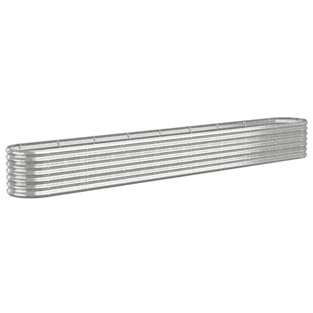 Plantenbak 332X40X36 Cm Gepoedercoat Staal Zilverkleurig 332 x 40 x 36 cm