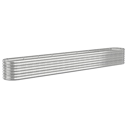 Plantenbak 332X40X36 Cm Gepoedercoat Staal Zilverkleurig 332 x 40 x 36 cm