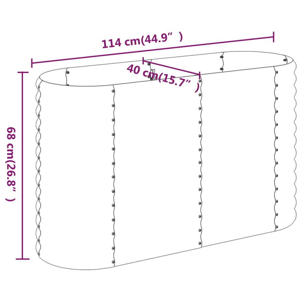 Plantenbak 114x40x68 cm gepoedercoat staal grijs