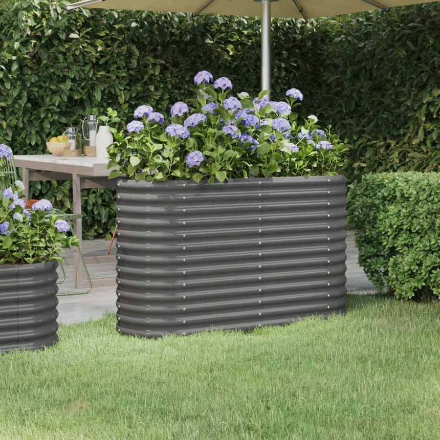 Plantenbak 332X40X36 Cm Gepoedercoat Staal Antracietkleurig