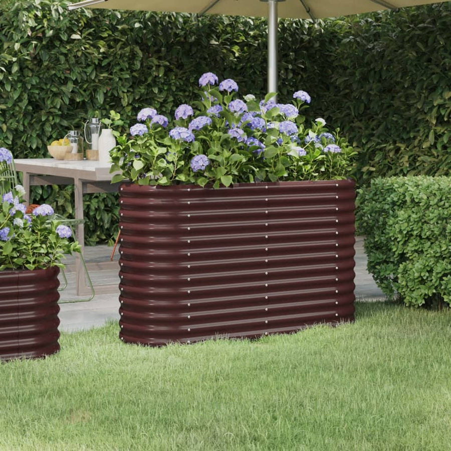 Plantenbak 332X40X36 Cm Gepoedercoat Staal Antracietkleurig
