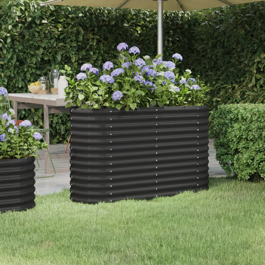 Plantenbak 332X40X36 Cm Gepoedercoat Staal Antracietkleurig