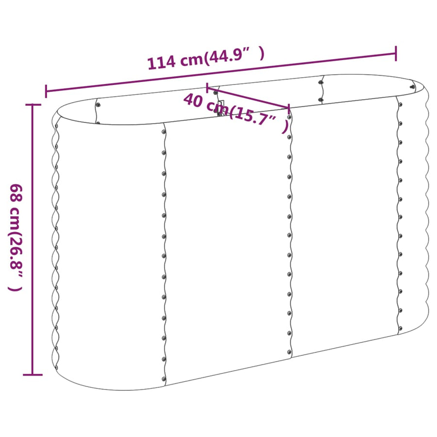 Plantenbak 114x40x68 cm gepoedercoat staal zilverkleurig