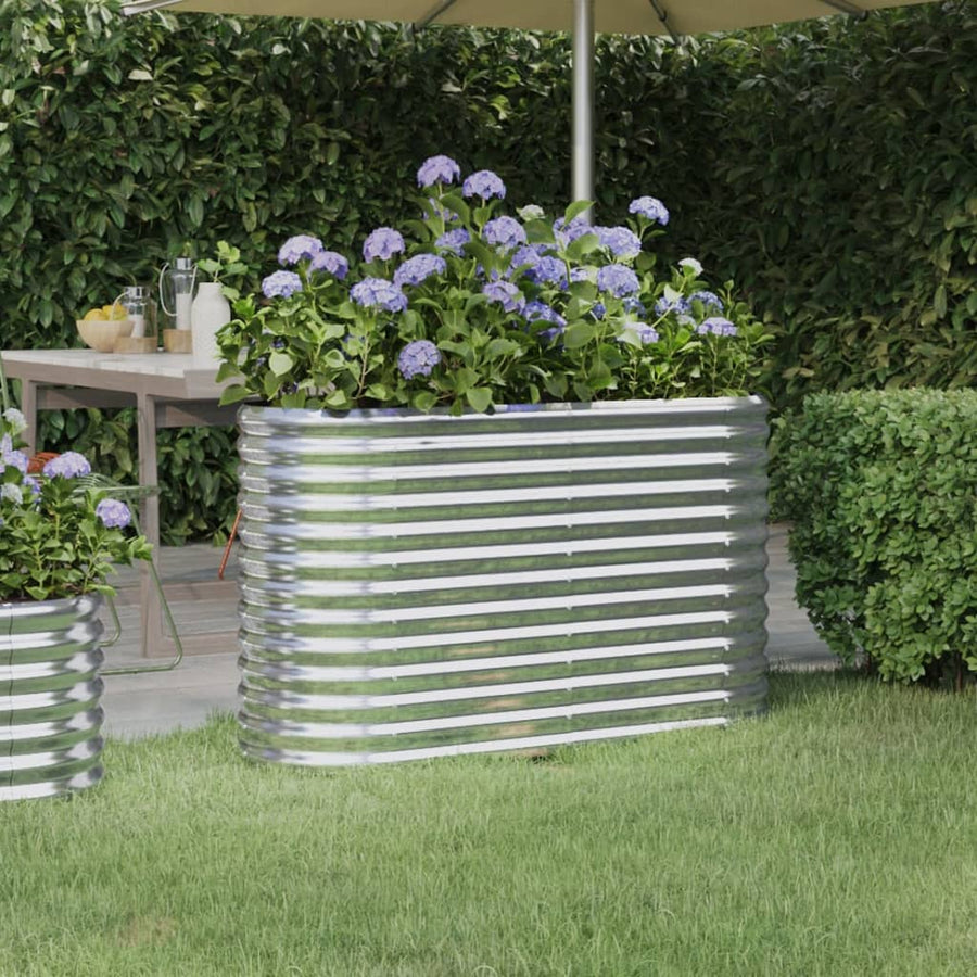 Plantenbak 114x40x68 cm gepoedercoat staal zilverkleurig
