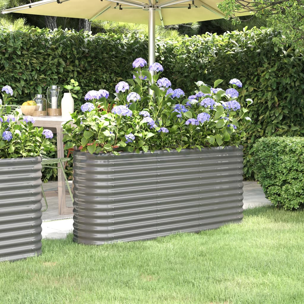 Plantenbak 332X40X36 Cm Gepoedercoat Staal Antracietkleurig