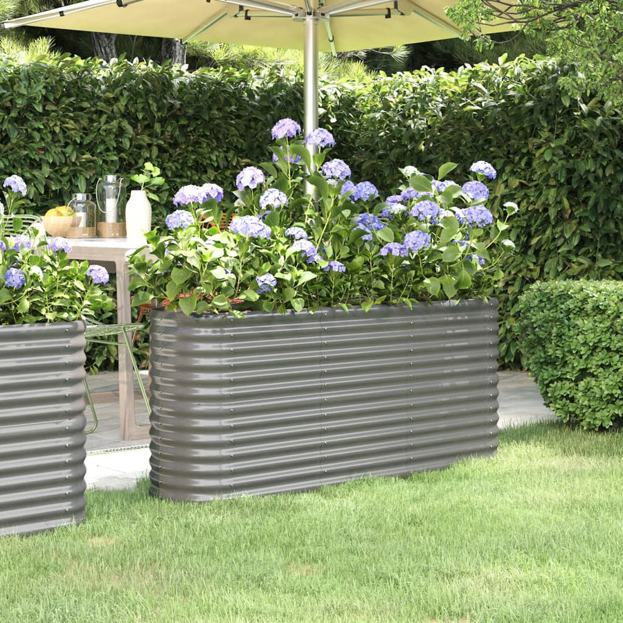 Plantenbak 332X40X36 Cm Gepoedercoat Staal Antracietkleurig