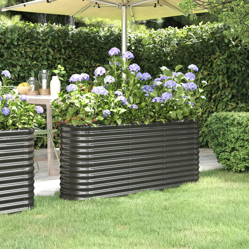 Plantenbak 332X40X36 Cm Gepoedercoat Staal Antracietkleurig