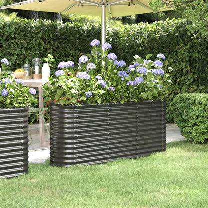 Plantenbak 332X40X36 Cm Gepoedercoat Staal Antracietkleurig