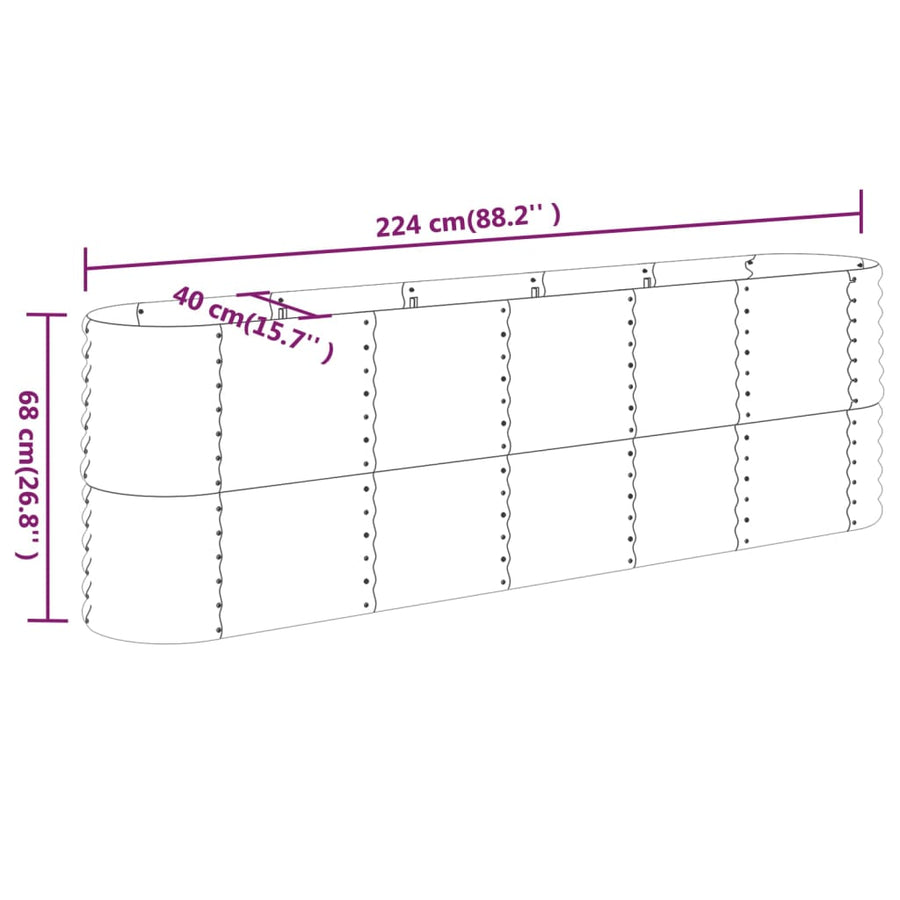 Plantenbak Gepoedercoat Staal 224 x 40 x 68 cm Groen