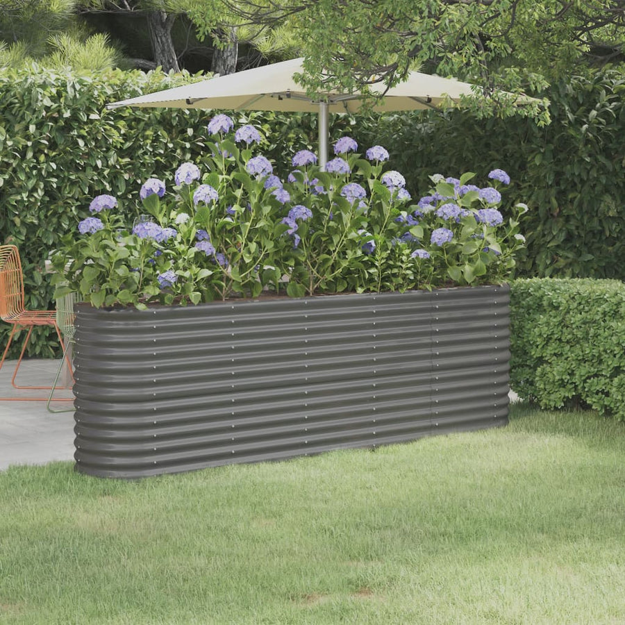 Plantenbak 332X40X36 Cm Gepoedercoat Staal Antracietkleurig