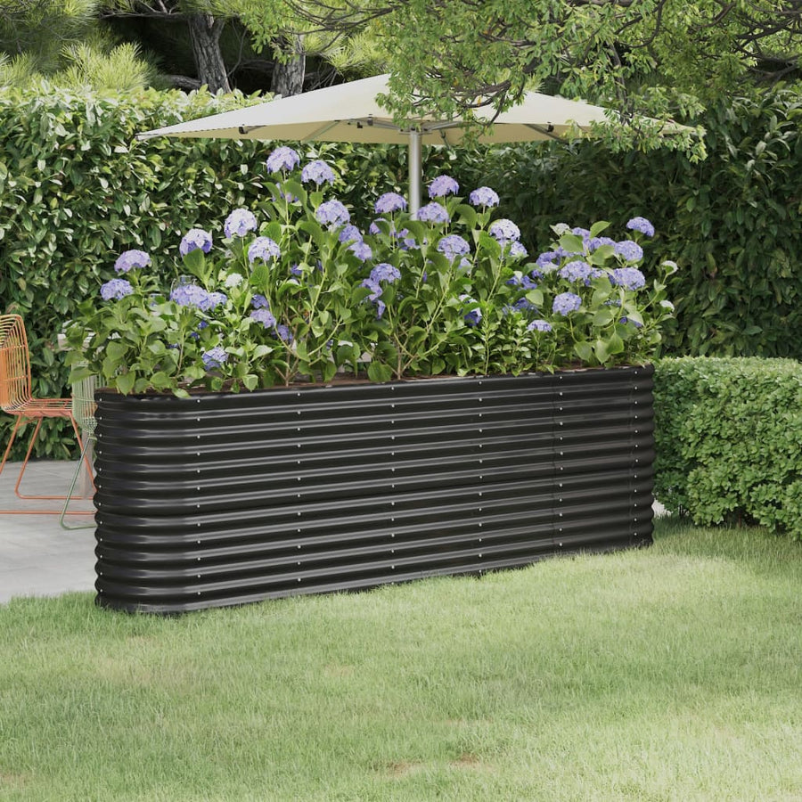 Plantenbak 332X40X36 Cm Gepoedercoat Staal Antracietkleurig