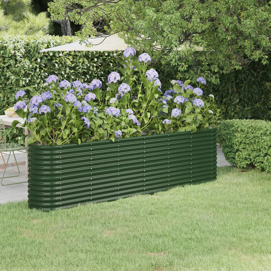 Plantenbak 260X40X68 Cm Gepoedercoat Staal Groen 1 260 x 40 x 68 cm