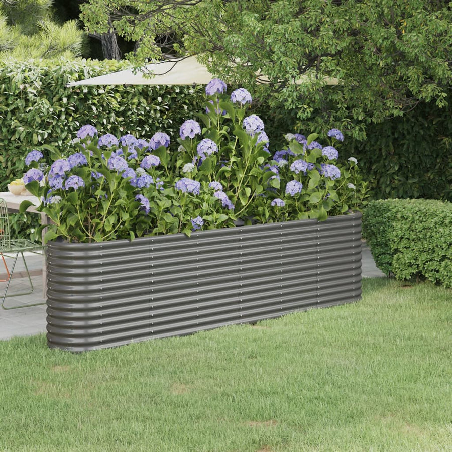 Plantenbak 332X40X36 Cm Gepoedercoat Staal Antracietkleurig