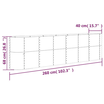 Plantenbak 260X40X68 Cm Gepoedercoat Staal Bruin