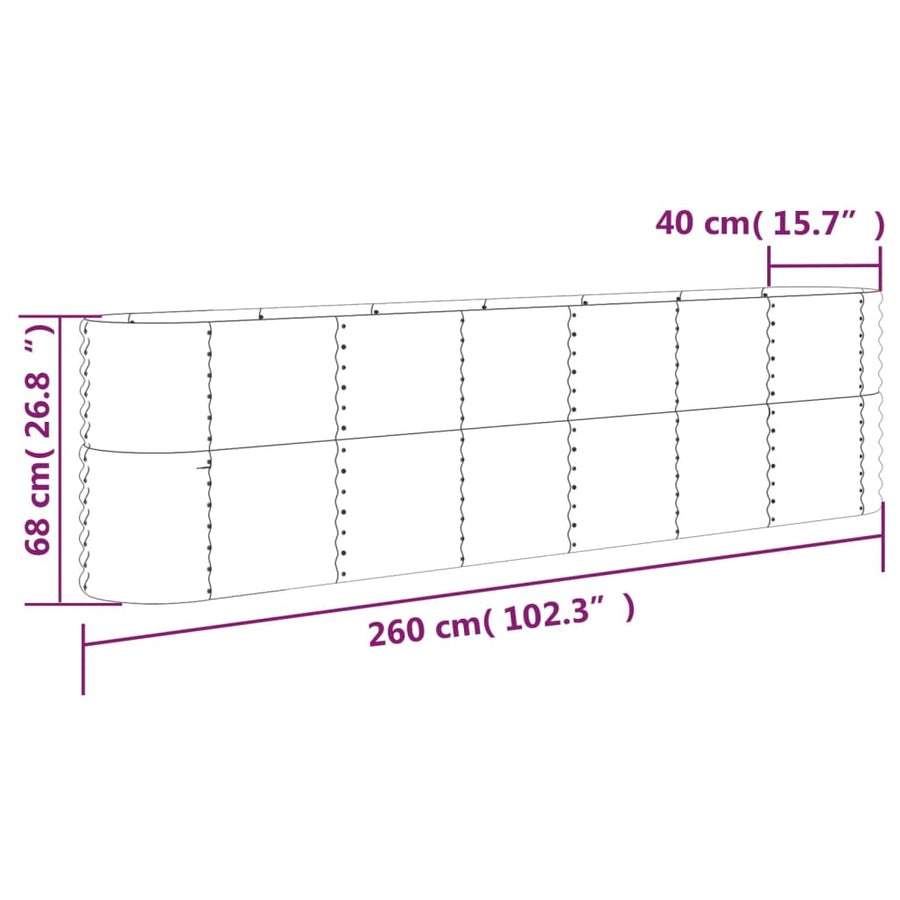 Plantenbak 260X40X68 Cm Gepoedercoat Staal Bruin