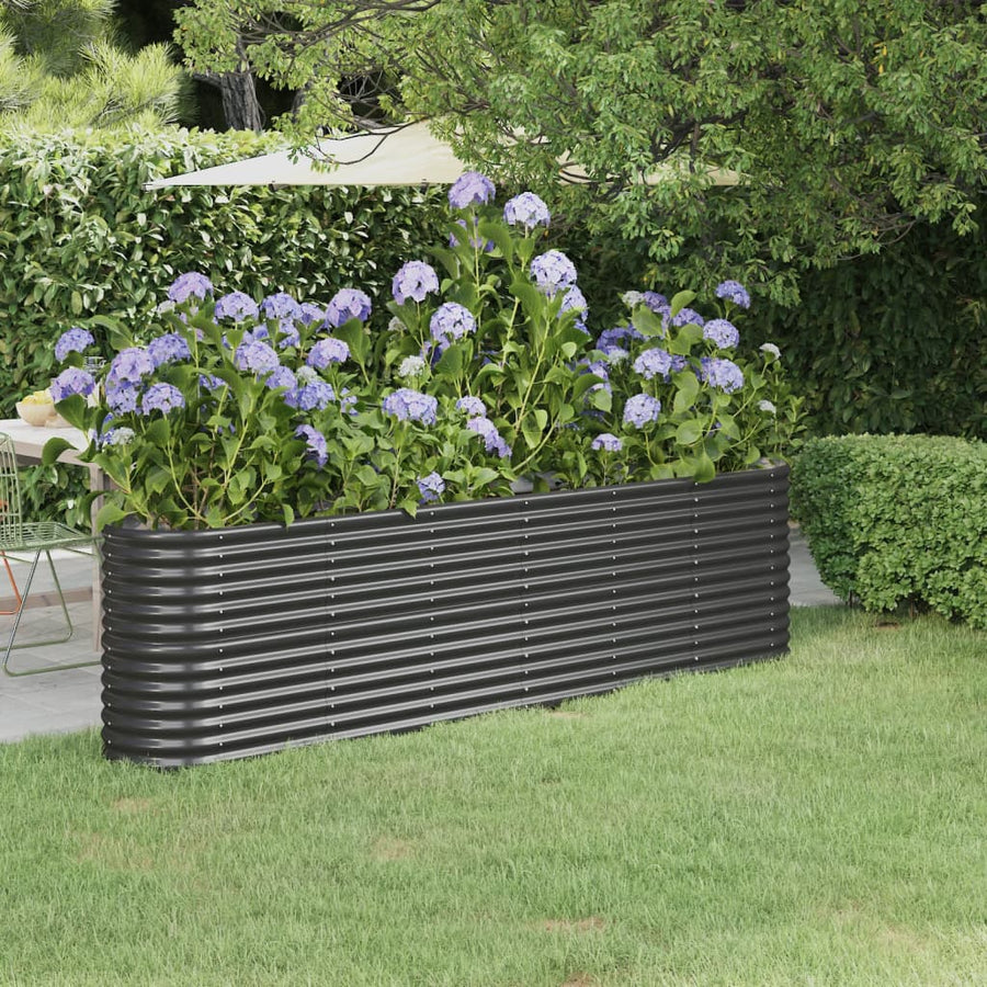 Plantenbak 332X40X36 Cm Gepoedercoat Staal Antracietkleurig
