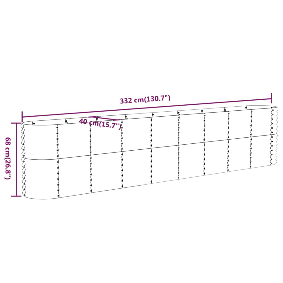 Plantenbak 332x40x68 cm gepoedercoat staal groen