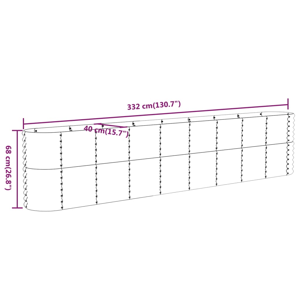Plantenbak 332X40X68 Cm Gepoedercoat Staal Antracietkleurig 1 332 x 40 x 68 cm