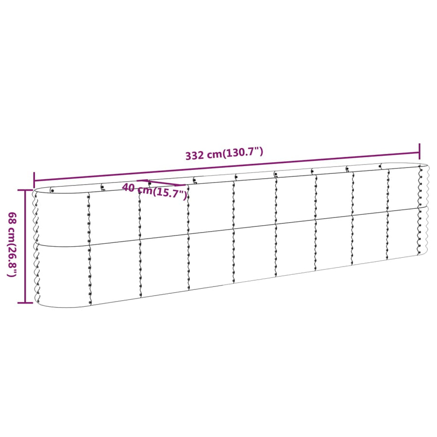 Plantenbak 332X40X68 Cm Gepoedercoat Staal Antracietkleurig 1 332 x 40 x 68 cm