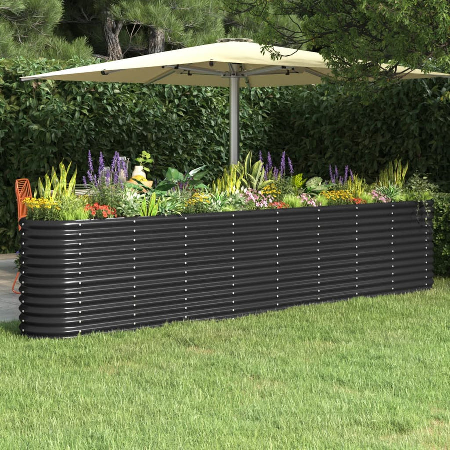 Plantenbak 332X40X36 Cm Gepoedercoat Staal Antracietkleurig