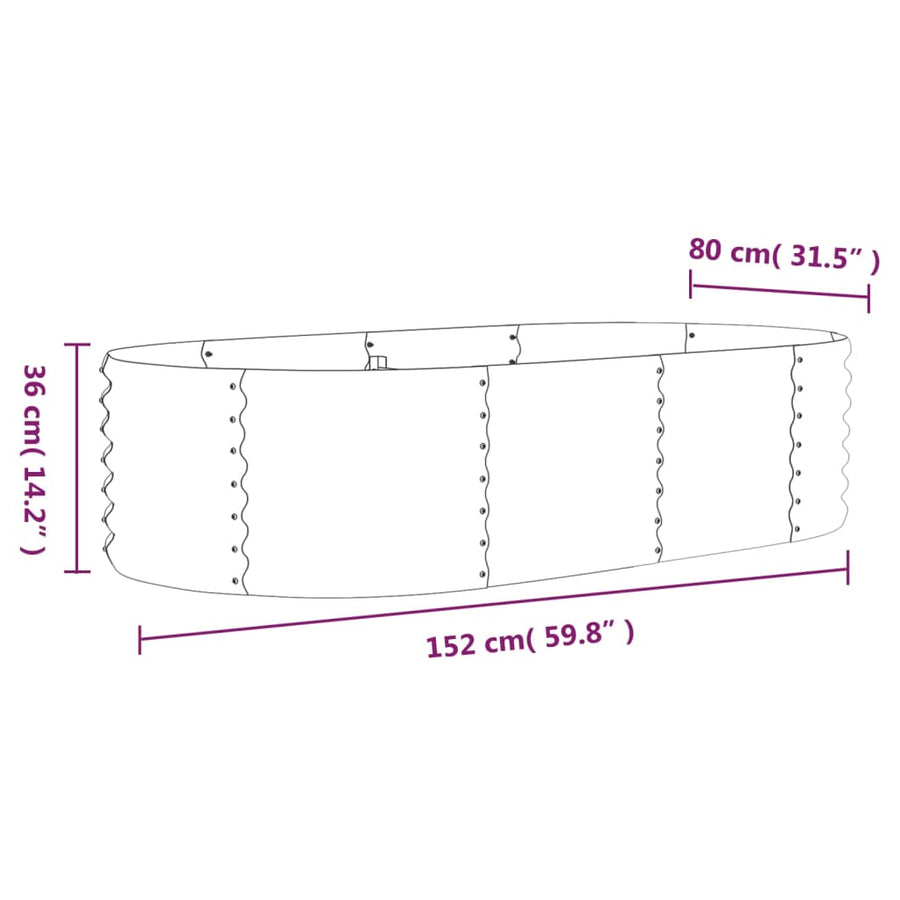 Plantenbak 152X80X36 Cm Gepoedercoat Staal Bruin