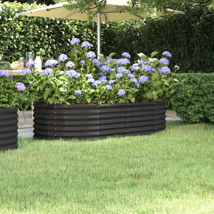 Plantenbak 152x80x36 cm gepoedercoat staal antracietkleurig 152 x 80 x 36 cm