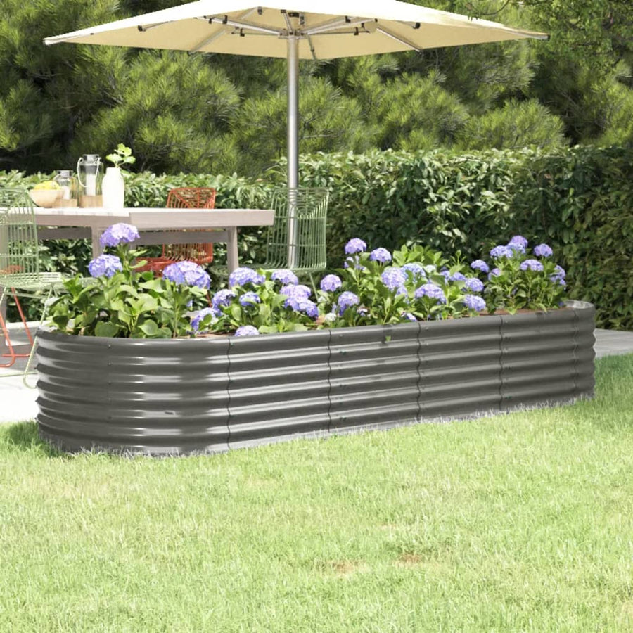 Plantenbak 224x80x36 cm gepoedercoat staal grijs 224 x 80 x 36 cm Grijs