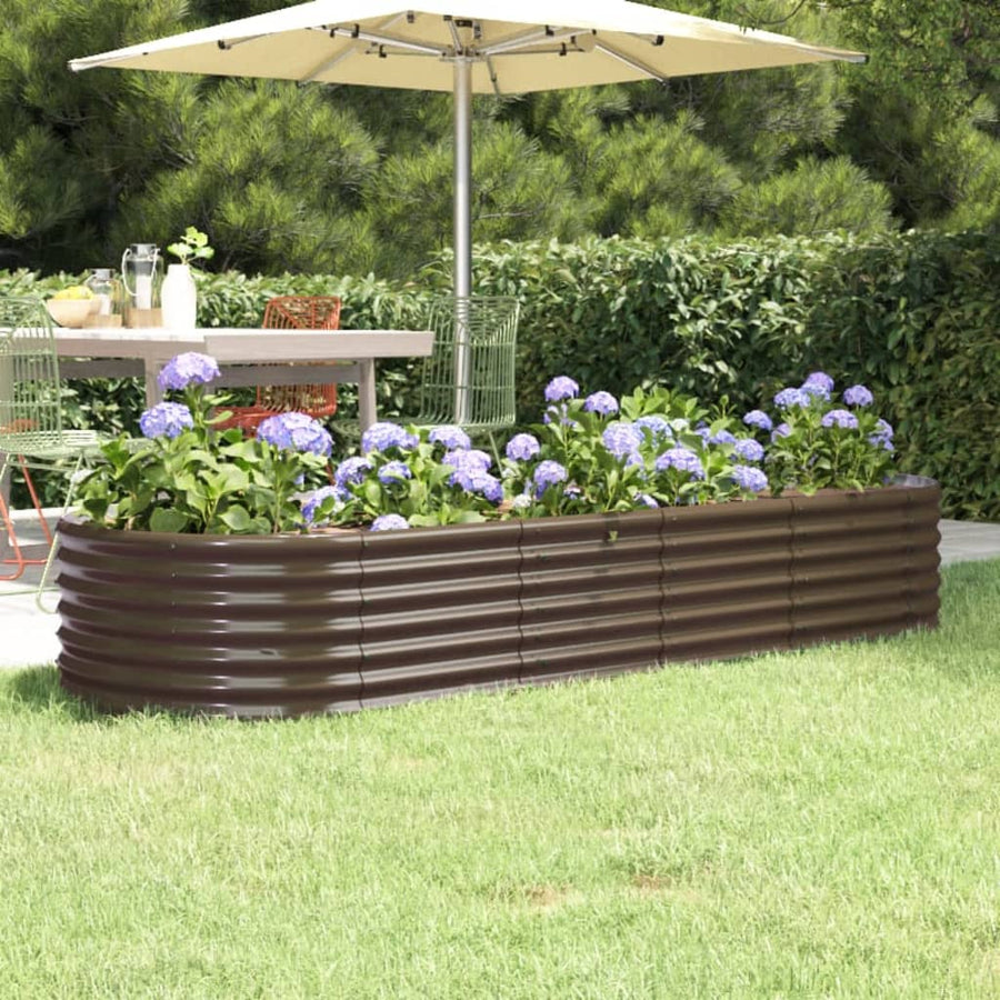 Plantenbak 224x80x36 cm gepoedercoat staal bruin 224 x 80 x 36 cm Bruin