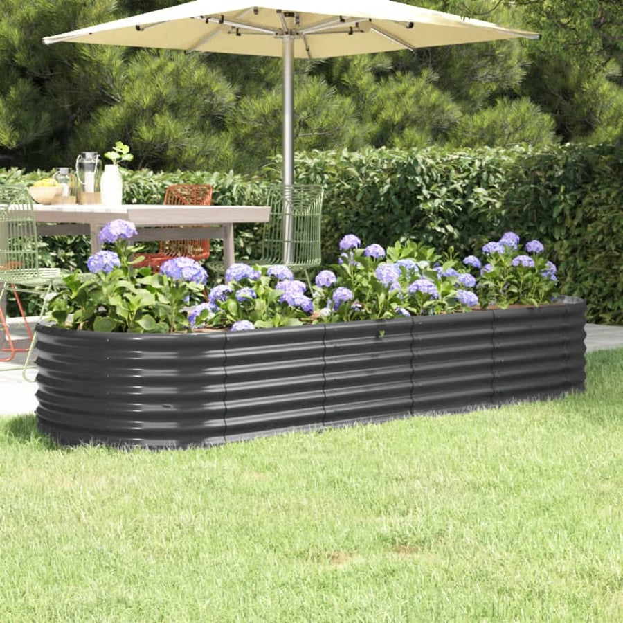 Plantenbak 224x80x36 cm gepoedercoat staal antracietkleurig 224 x 80 x 36 cm Antraciet