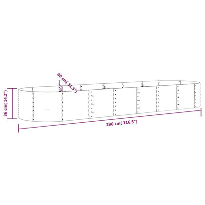 Plantenbak 296x80x36 cm gepoedercoat staal grijs 296 x 80 x 36 cm Grijs