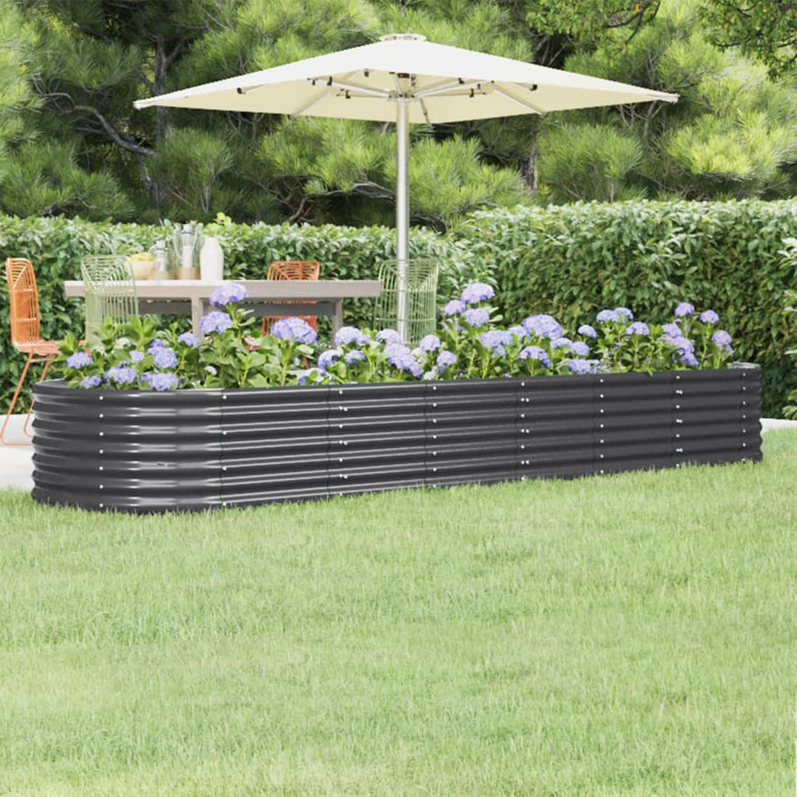 Plantenbak 296x80x36 cm gepoedercoat staal antracietkleurig 296 x 80 x 36 cm Antraciet