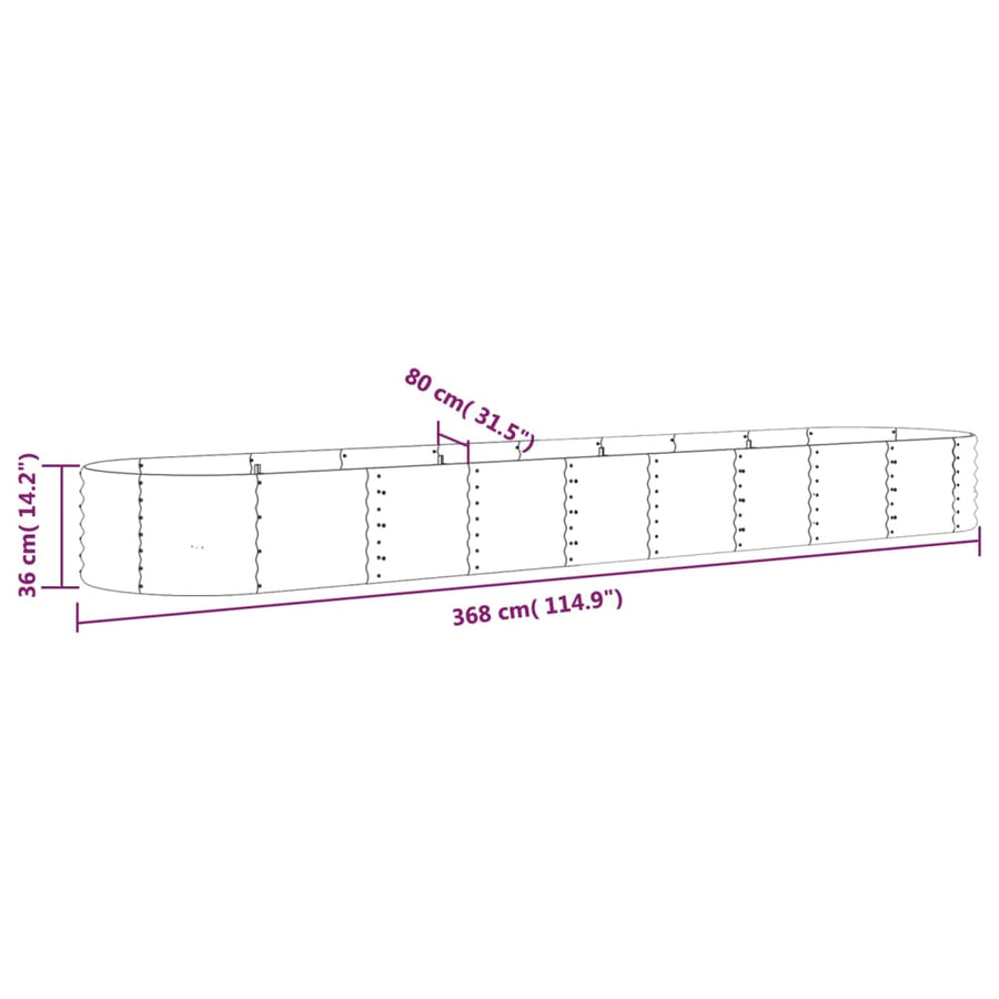 Plantenbak Gepoedercoat Staal 368 x 80 x 36 cm Grijs