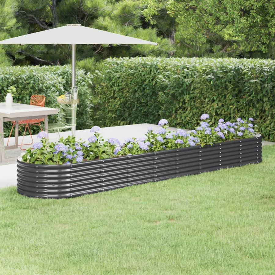 Plantenbak 368X80X36 Cm Gepoedercoat Staal Antracietkleurig 368 x 80 x 36 cm