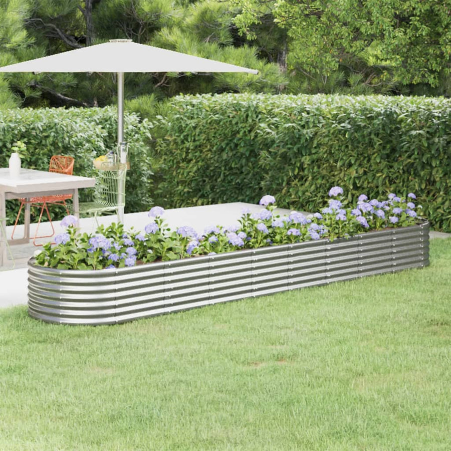 Plantenbak 368X80X36 Cm Gepoedercoat Staal Zilverkleurig