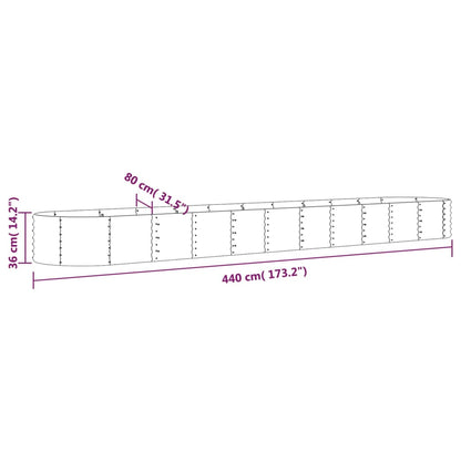 Plantenbak 440X80X36 Cm Gepoedercoat Staal Grijs