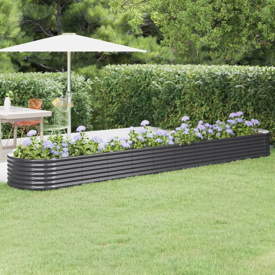 Plantenbak 440x80x36 cm gepoedercoat staal antracietkleurig 440 x 80 x 36 cm Antraciet