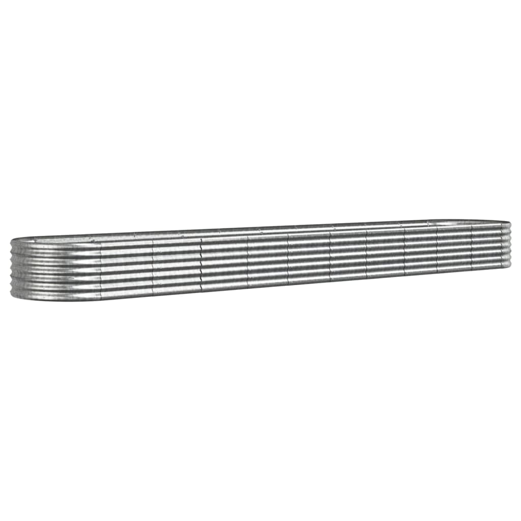 Plantenbak 440x80x36 cm gepoedercoat staal zilverkleurig 440 x 80 x 36 cm Zilver
