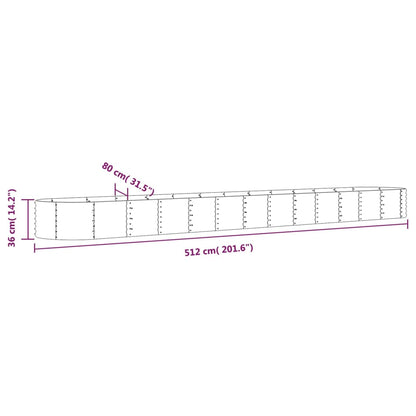 Plantenbak 512x80x36 cm gegalvaniseerd staal groen