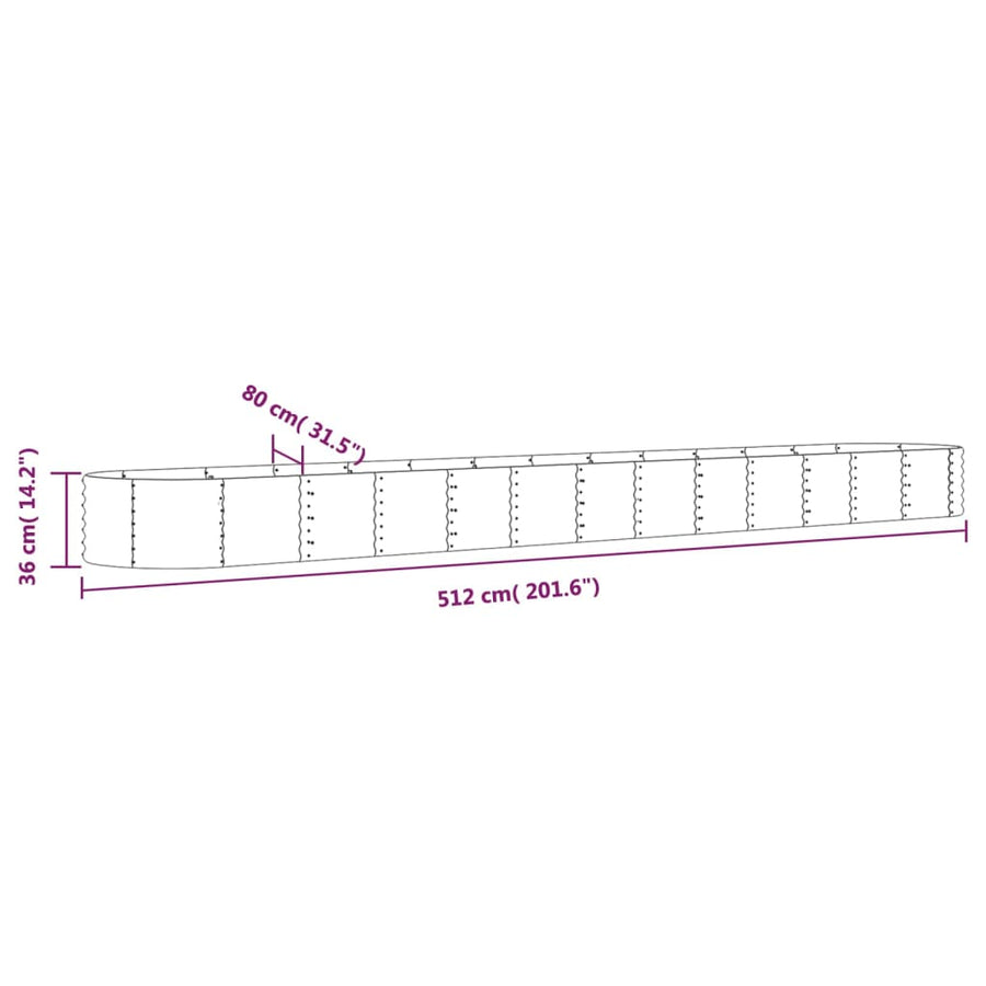 Plantenbak Gepoedercoat Staal Kleurig 512 x 80 x 36 cm Antraciet