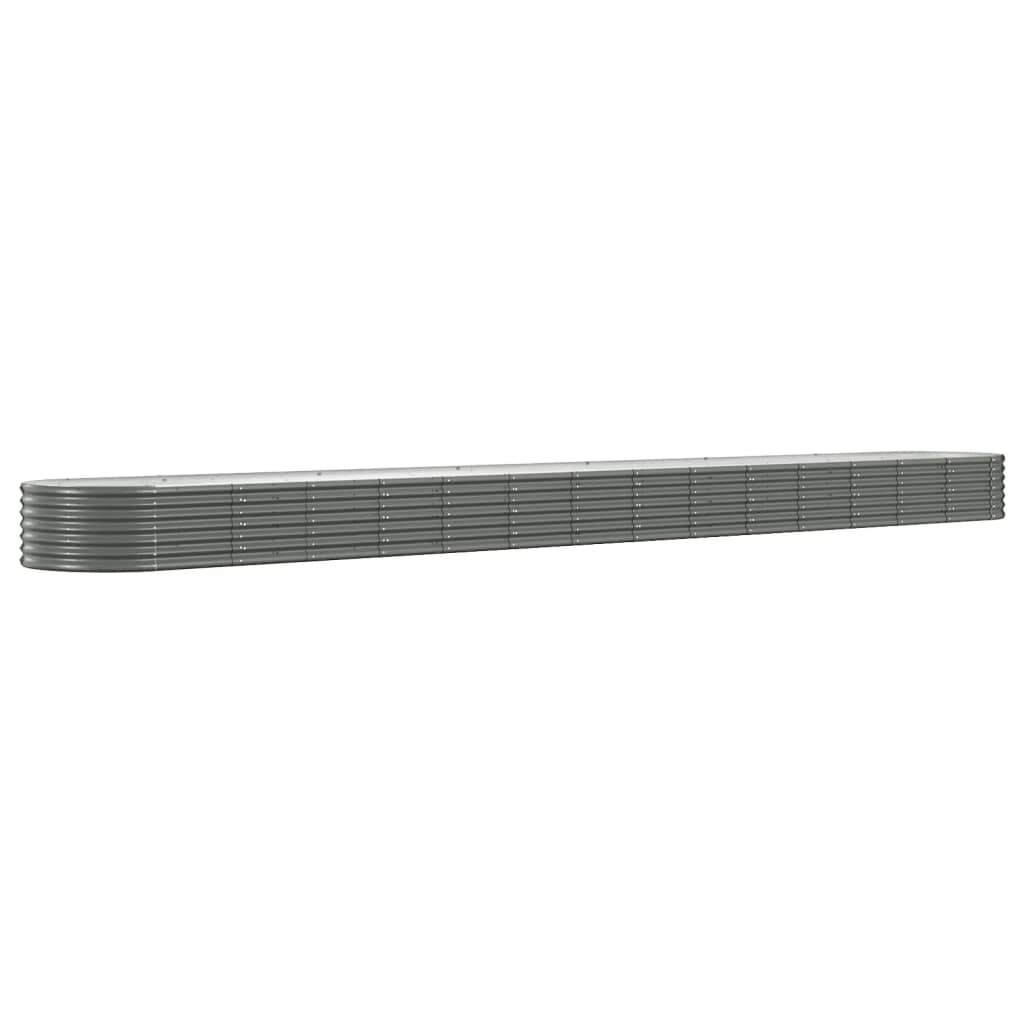 Plantenbak 620X80X36 Cm Gepoedercoat Staal Grijs 620 x 80 x 36 cm