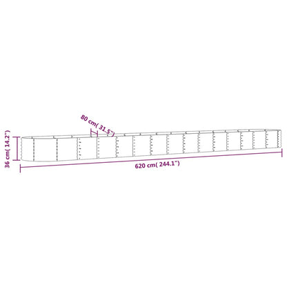 Plantenbak 620X80X36 Cm Gepoedercoat Staal Grijs 620 x 80 x 36 cm