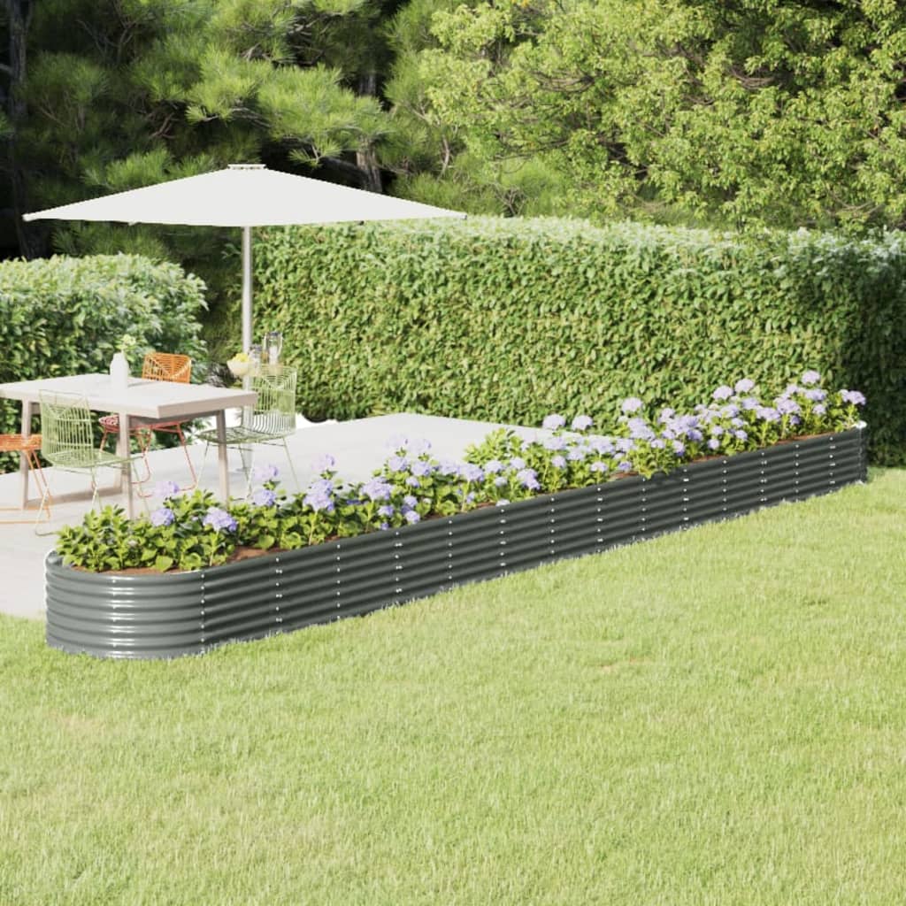 Plantenbak 620X80X36 Cm Gepoedercoat Staal Grijs 620 x 80 x 36 cm