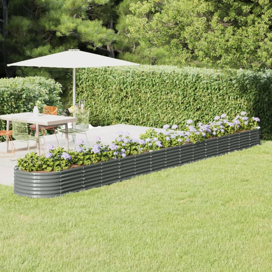 Plantenbak 620X80X36 Cm Gepoedercoat Staal Grijs 620 x 80 x 36 cm