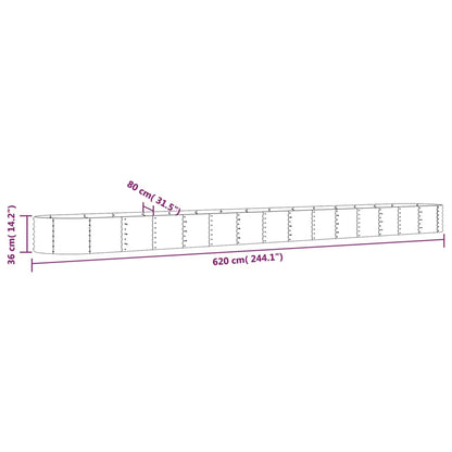 Plantenbak Gepoedercoat Staal Kleurig 620 x 80 x 36 cm Zilver