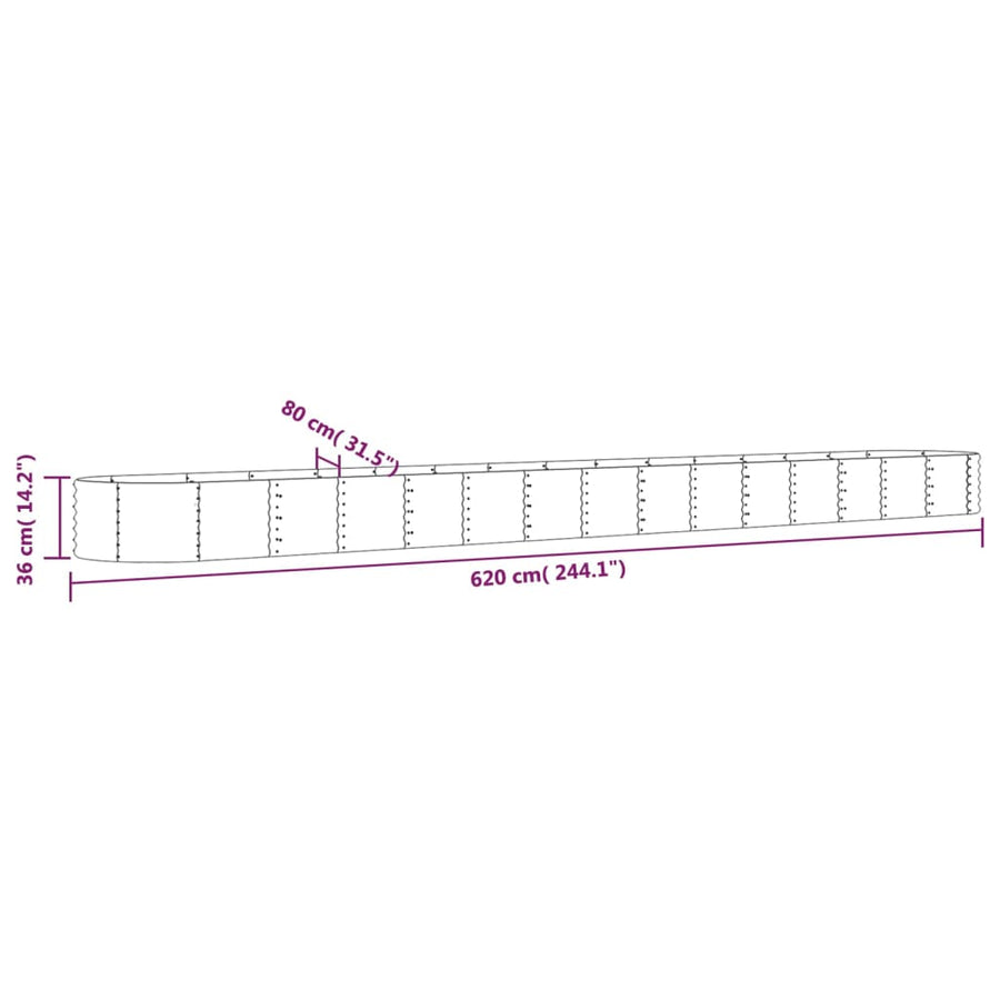 Plantenbak Gepoedercoat Staal Kleurig 620 x 80 x 36 cm Zilver