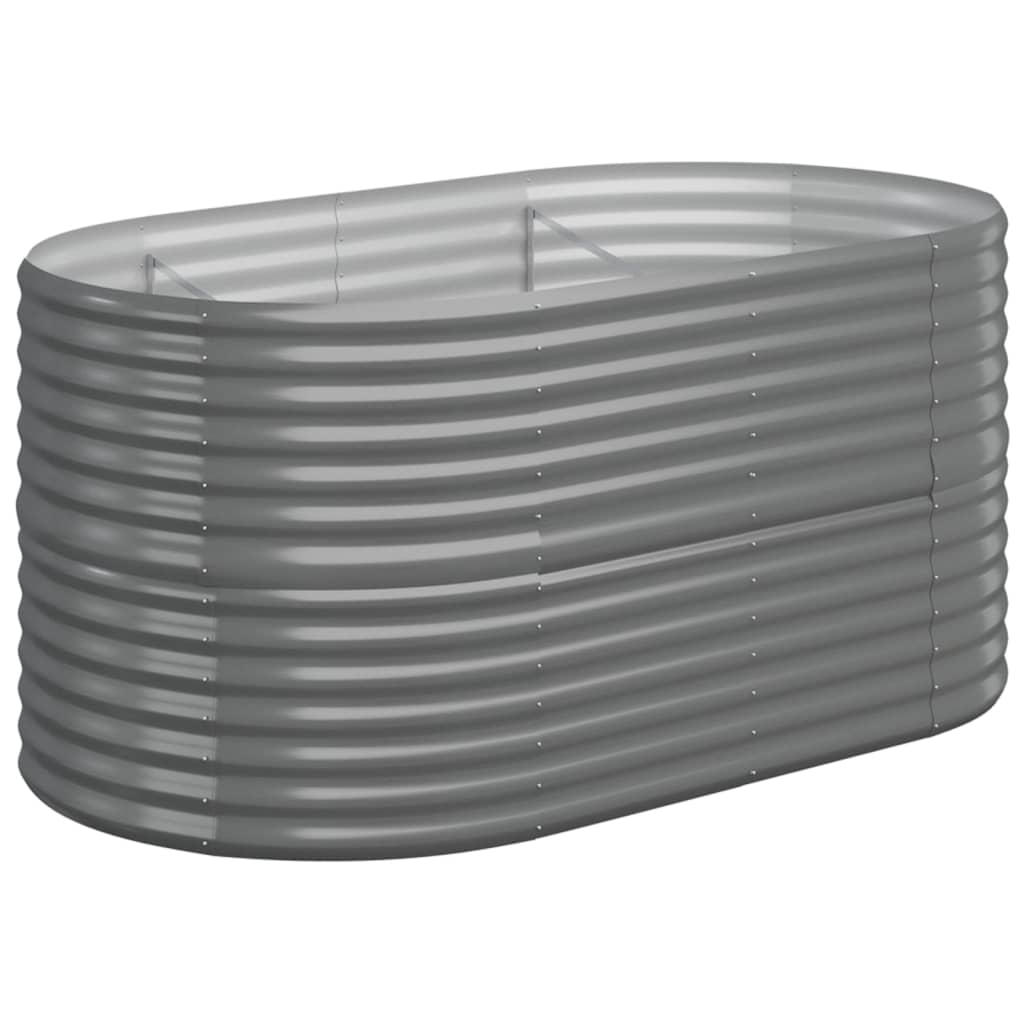 Plantenbak 152x80x68 cm gepoedercoat staal grijs 152 x 80 x 68 cm Grijs
