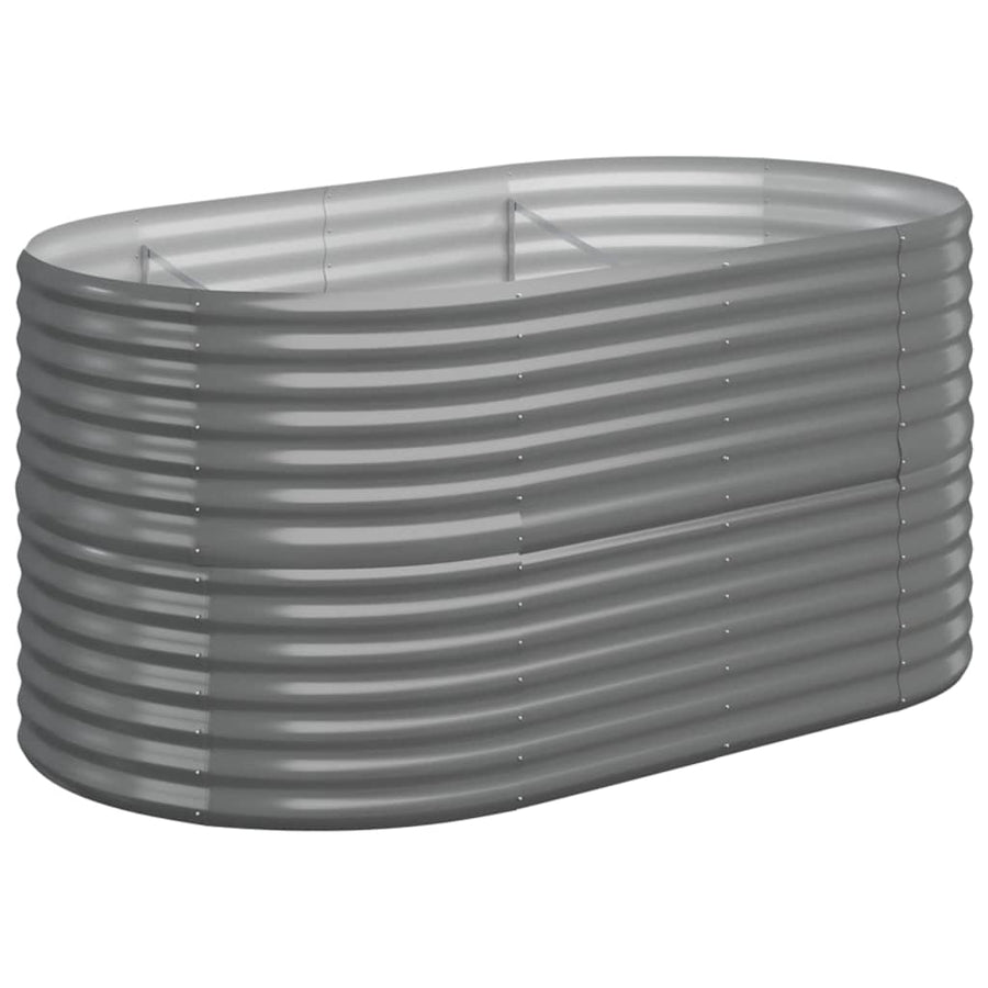 Plantenbak 152x80x68 cm gepoedercoat staal grijs 152 x 80 x 68 cm Grijs