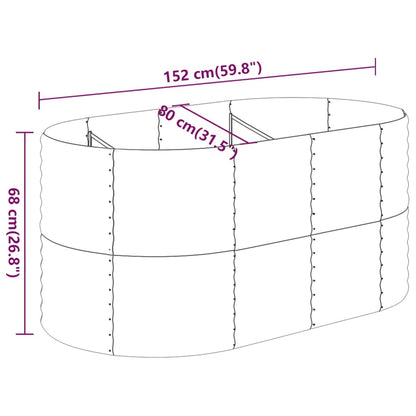 Plantenbak 152x80x68 cm gepoedercoat staal grijs 152 x 80 x 68 cm Grijs