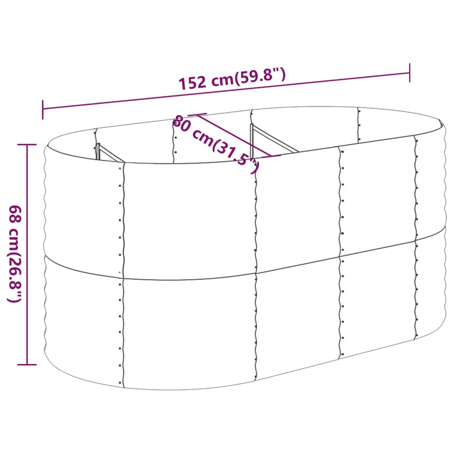 Plantenbak 152X80X68 Cm Gepoedercoat Staal Bruin