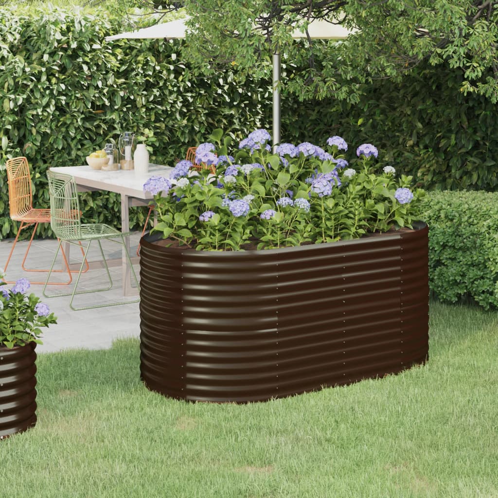 Plantenbak 152X80X68 Cm Gepoedercoat Staal Bruin